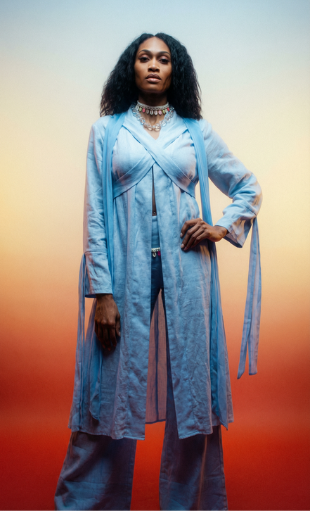 Coastal Breeze Robe w Butterfly Appliqué  (Midi)