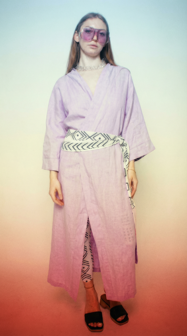 Lilac Linen Robe (Maxi)