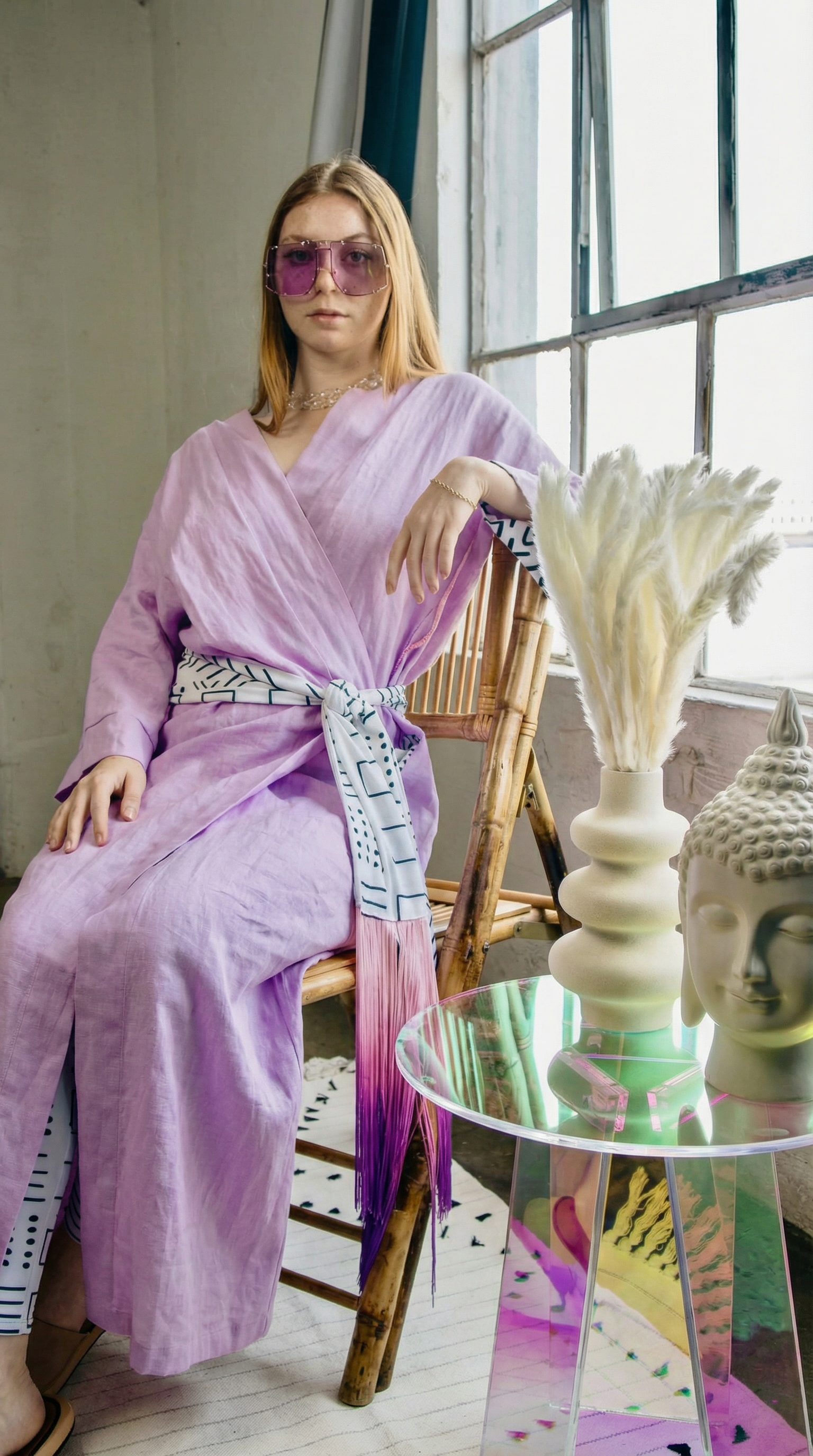 Lilac Linen Robe (Maxi)