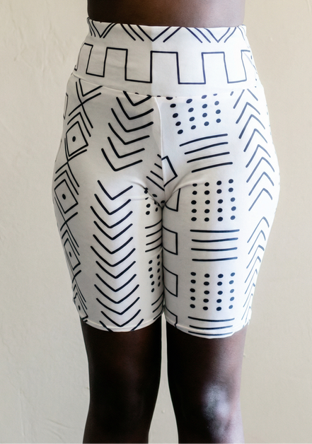 Stretch Mudcloth Biker Shorts