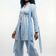 Coastal Breeze Robe w White Butterflies Appliqué  (Mini)