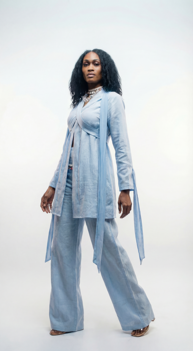 Coastal Breeze Robe w White Butterflies Appliqué  (Mini)