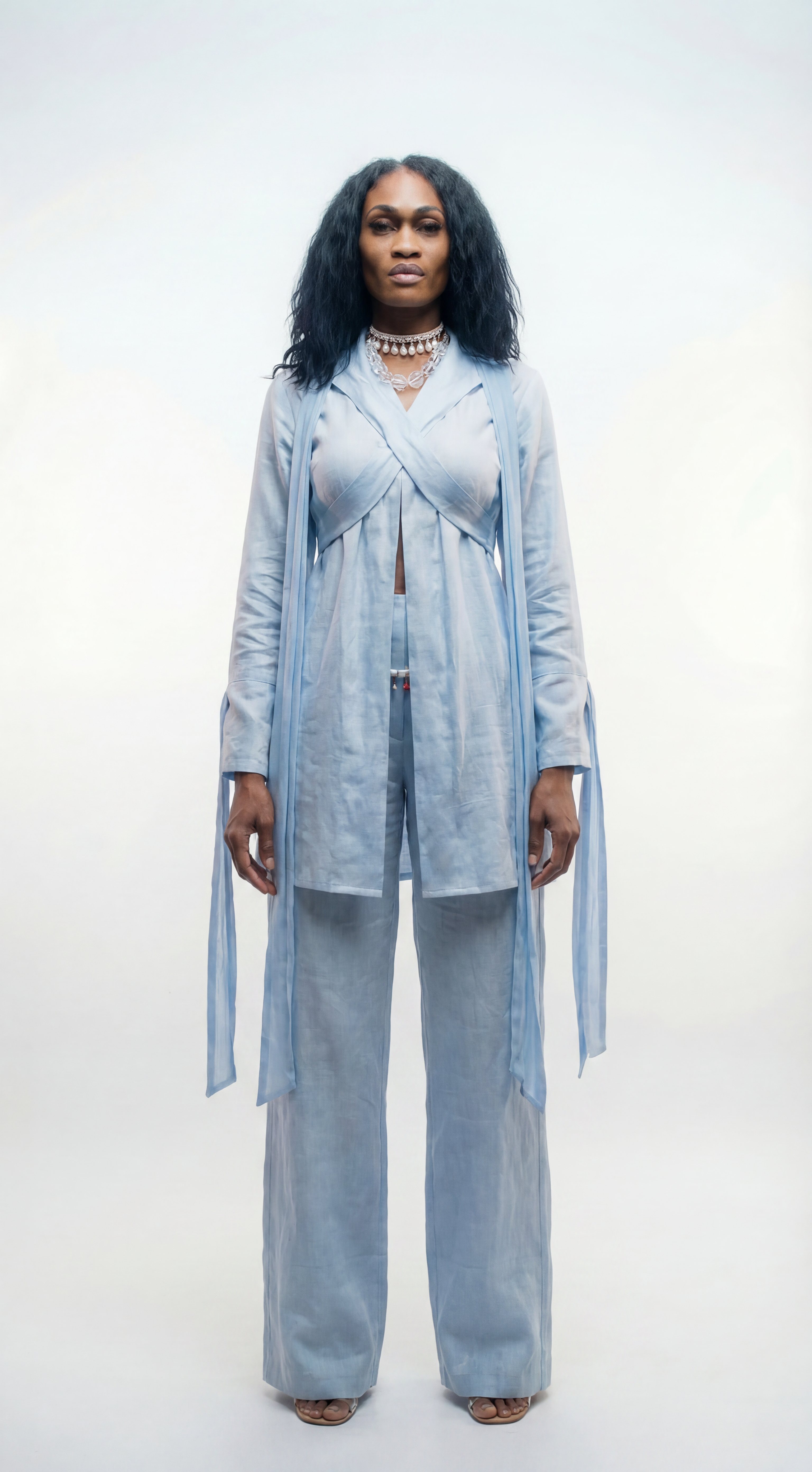 Coastal Breeze Robe w White Butterflies Appliqué  (Mini)