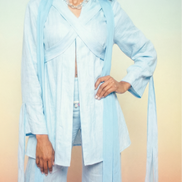 Coastal Breeze Robe w White Butterflies Appliqué  (Mini)