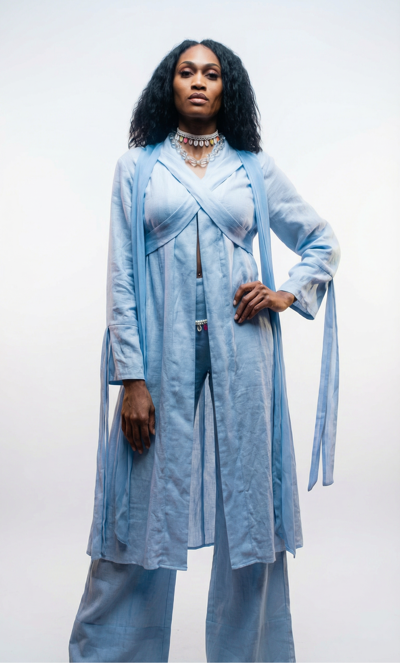 Coastal Breeze Robe w Butterfly Appliqué  (Midi)