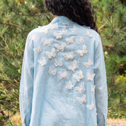 Coastal Breeze Robe w White Butterflies Appliqué  (Mini)