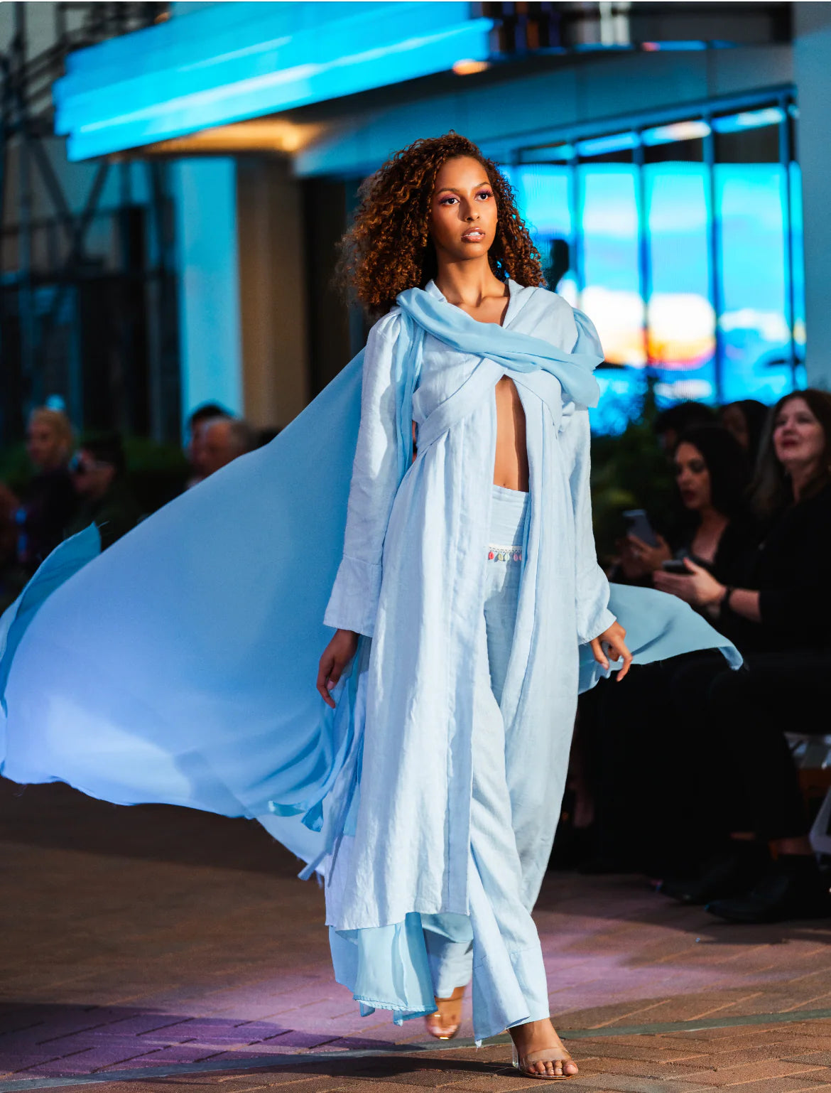 Coastal Breeze Robe w White Butterflies Appliqué  (Mini)