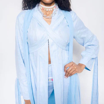 Coastal Breeze Robe w White Butterflies Appliqué  (Mini)